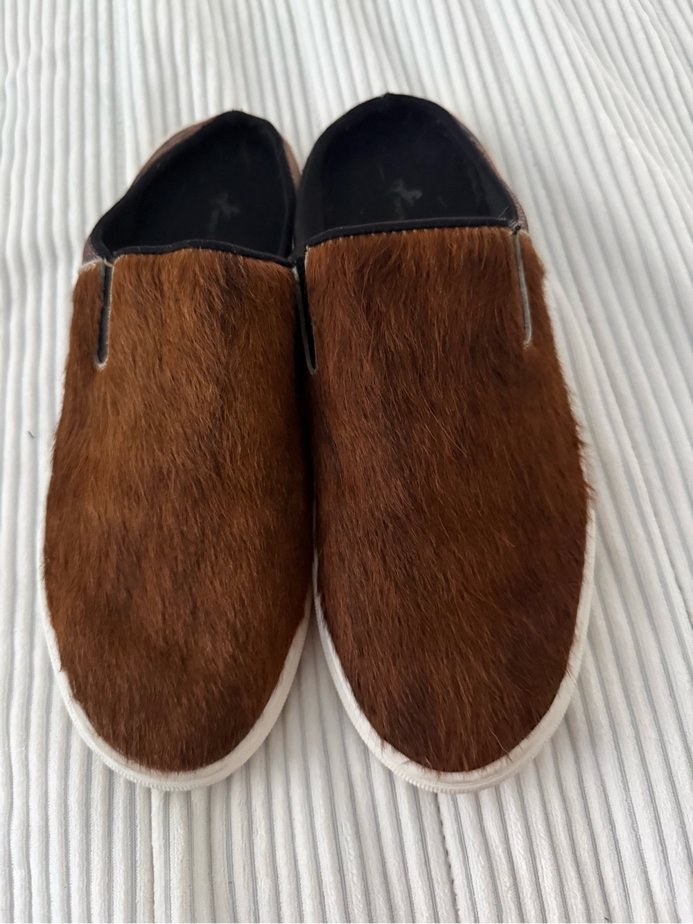Montana West Brown cow hide slip-On Mules